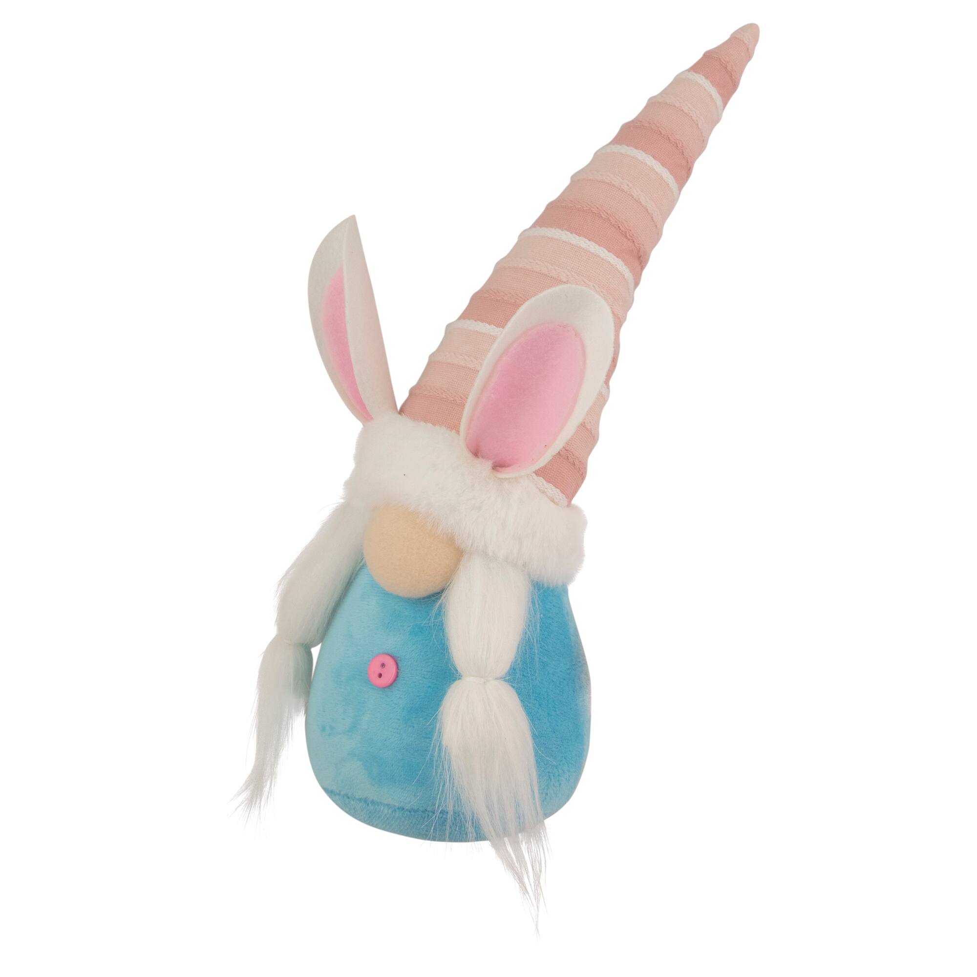 13" Blue and Pink Girl Easter Bunny Gnome